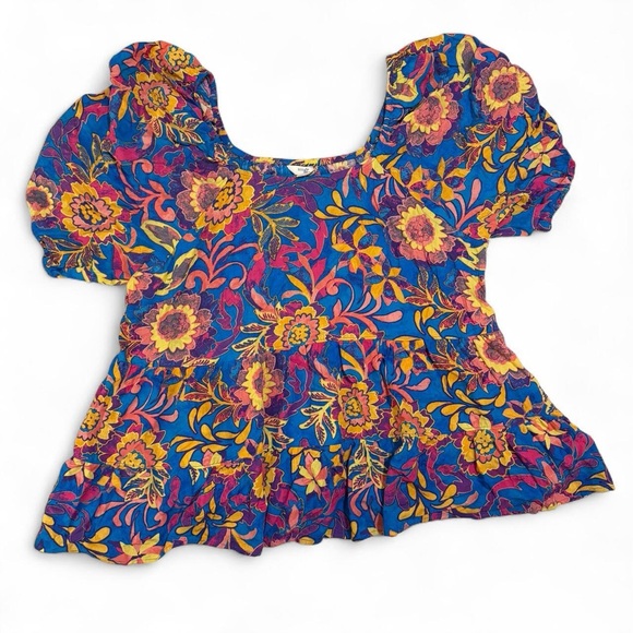 Terra & Sky NWT Boho Floral Babydoll Top - Picture 2 of 6